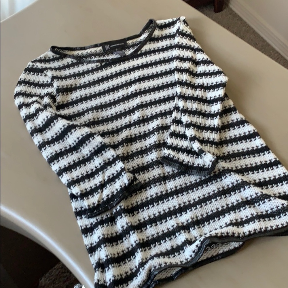 INC Sweater with Faux Leather Trim